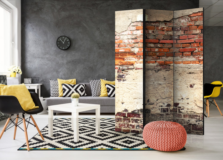 Room Divider City History - urban texture of brick wall with concrete element 95429 additionalImage 4
