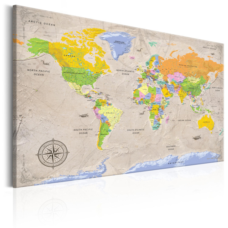 Canvas Print Unknown Lands (1-part) - Colorful Vintage-Style World Map 95929 additionalImage 2