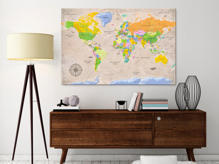 Canvas Print Unknown Lands (1-part) - Colorful Vintage-Style World Map 95929 additionalImage 3