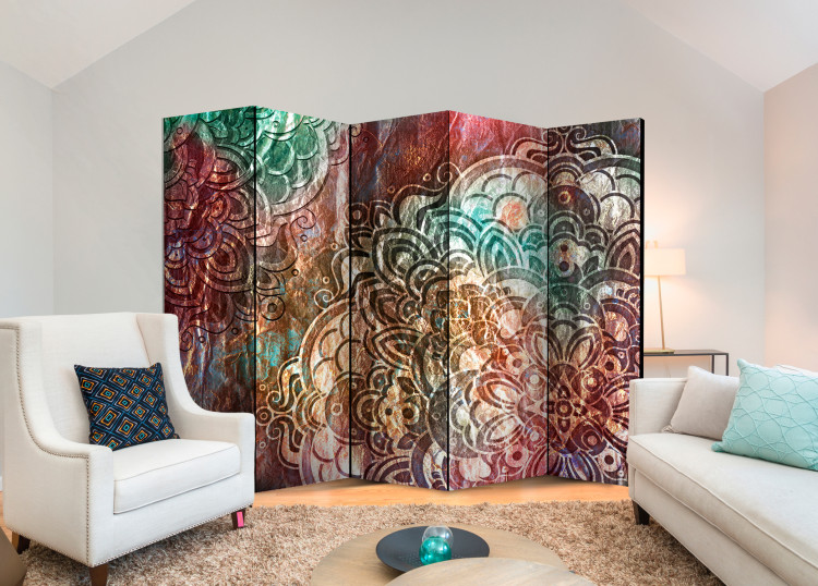 Room Separator Mandala: Copper Garden II - colorful mandalas in oriental motif 98129 additionalImage 4