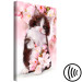 Canvas Art Print Sweet Kitten (1-part) Vertical - Animal on Pink Flowers Background 108239 additionalThumb 6