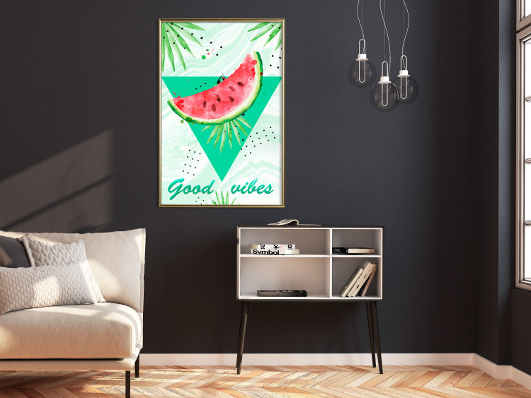 Poster Good Vibes - composition with green text and tropical plants 114439 additionalImage 7