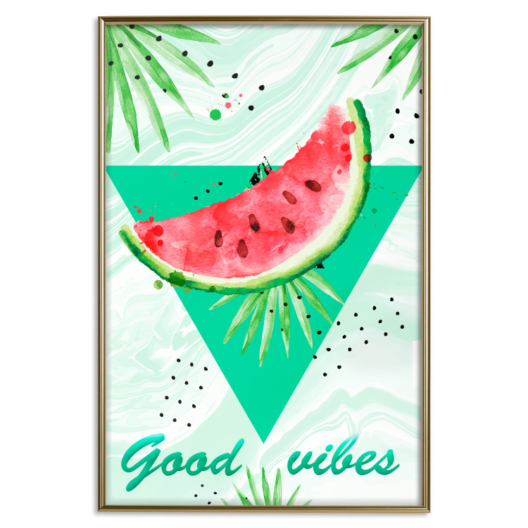 Poster Good Vibes - composition with green text and tropical plants 114439 additionalImage 20