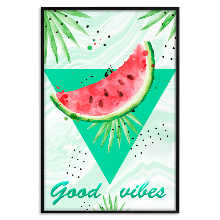 Poster Good Vibes - composition with green text and tropical plants 114439 additionalImage 18