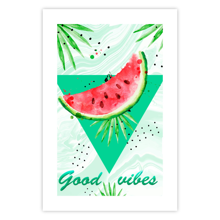 Poster Good Vibes - composition with green text and tropical plants 114439 additionalImage 25