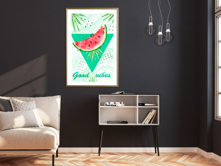 Poster Good Vibes - composition with green text and tropical plants 114439 additionalImage 13