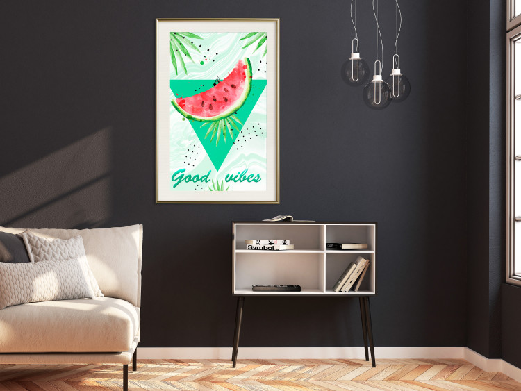 Poster Good Vibes - composition with green text and tropical plants 114439 additionalImage 21