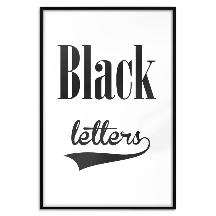 Poster Black Letters - black and white composition with texts on a solid background 114739 additionalImage 18