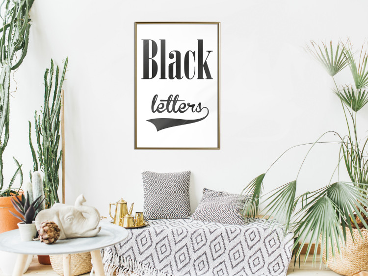 Poster Black Letters - black and white composition with texts on a solid background 114739 additionalImage 6