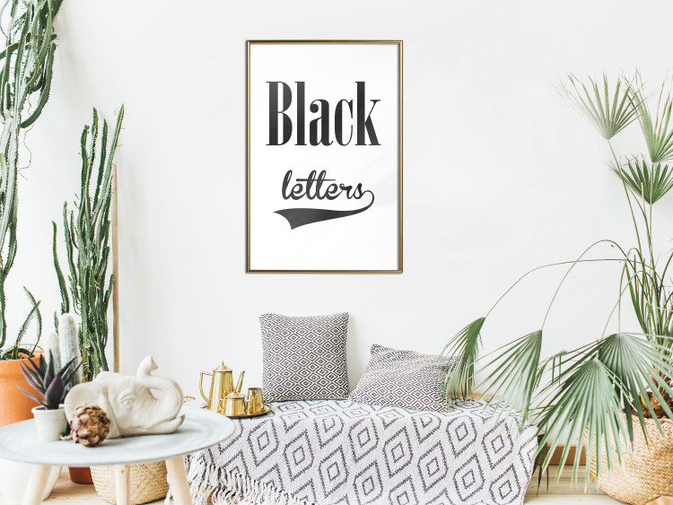 Poster Black Letters - black and white composition with texts on a solid background 114739 additionalImage 13