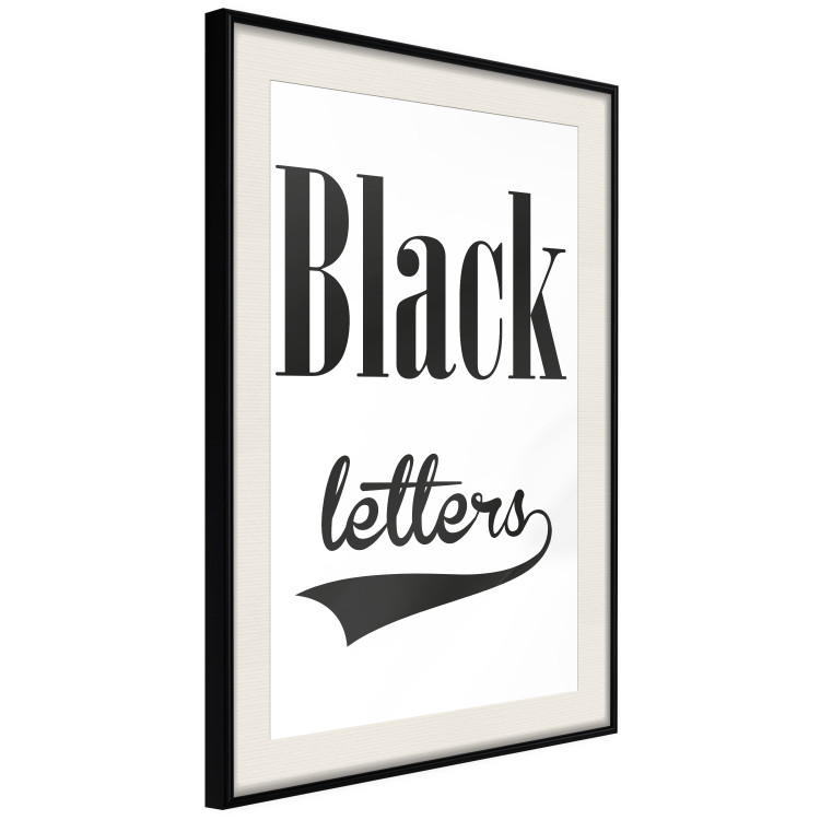 Poster Black Letters - black and white composition with texts on a solid background 114739 additionalImage 7
