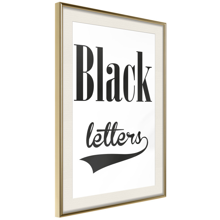 Poster Black Letters - black and white composition with texts on a solid background 114739 additionalImage 3