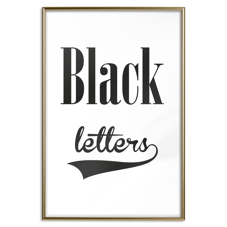 Poster Black Letters - black and white composition with texts on a solid background 114739 additionalImage 17