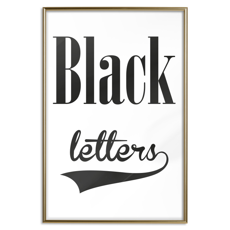 Poster Black Letters - black and white composition with texts on a solid background 114739 additionalImage 16