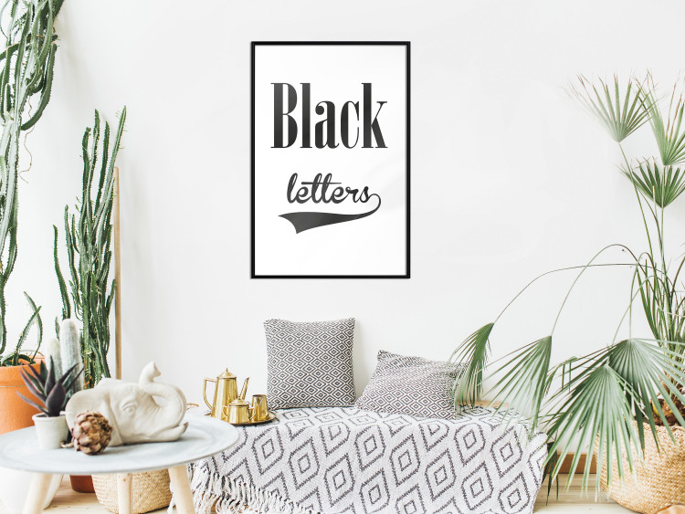Poster Black Letters - black and white composition with texts on a solid background 114739 additionalImage 5