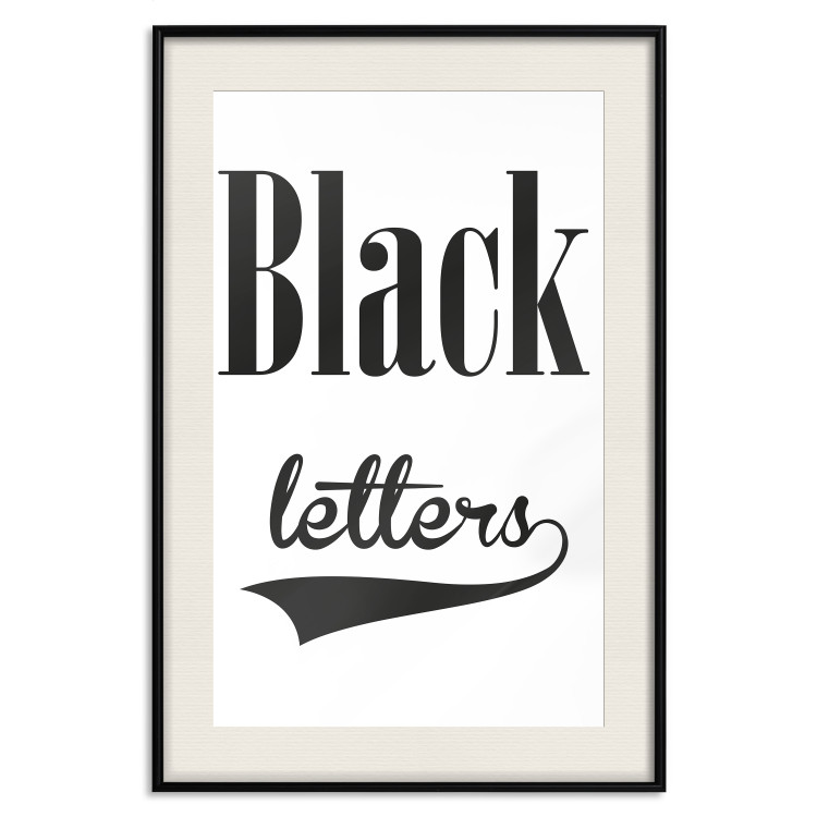 Poster Black Letters - black and white composition with texts on a solid background 114739 additionalImage 16