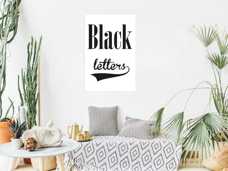 Poster Black Letters - black and white composition with texts on a solid background 114739 additionalImage 23