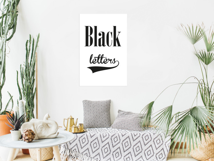 Poster Black Letters - black and white composition with texts on a solid background 114739 additionalImage 2