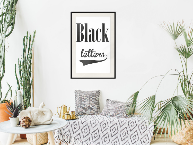 Poster Black Letters - black and white composition with texts on a solid background 114739 additionalImage 22