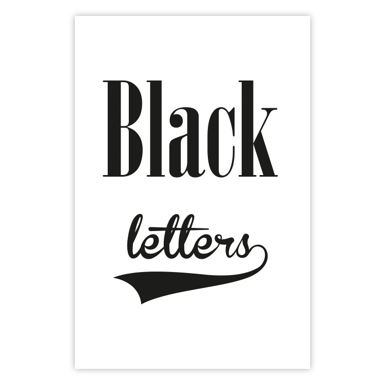Poster Black Letters - black and white composition with texts on a solid background 114739 additionalImage 20