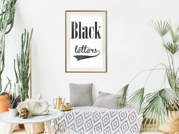 Poster Black Letters - black and white composition with texts on a solid background 114739 additionalImage 21