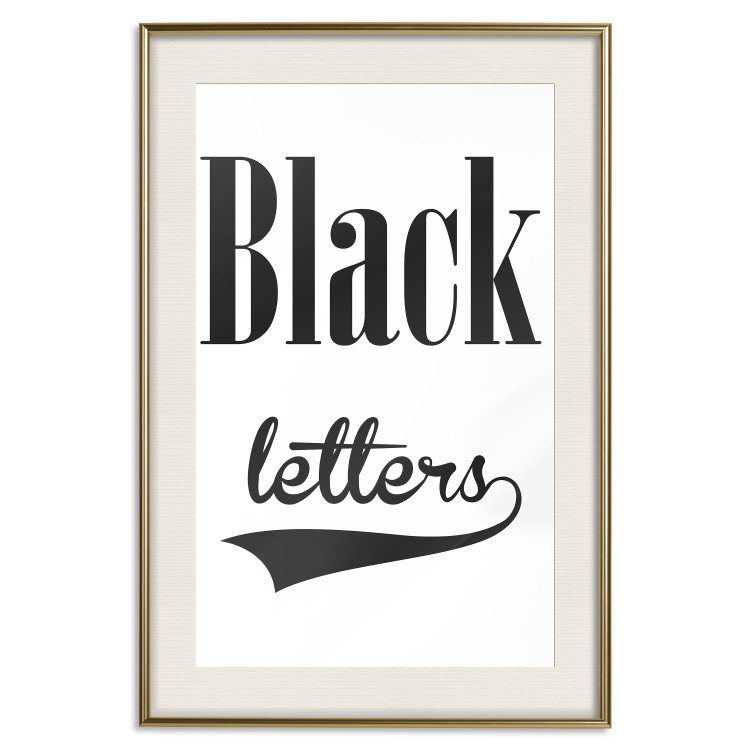 Poster Black Letters - black and white composition with texts on a solid background 114739 additionalImage 19