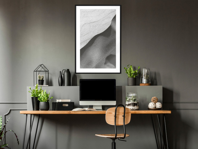 Wall Poster Sand Dunes - black and white composition with sandy waves in the middle of the desert 115239 additionalImage 4