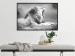 Poster Roaring Lion - black and white composition with a roaring lion on the savanna 116439 additionalThumb 5