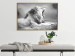 Poster Roaring Lion - black and white composition with a roaring lion on the savanna 116439 additionalThumb 7