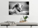 Poster Roaring Lion - black and white composition with a roaring lion on the savanna 116439 additionalThumb 23