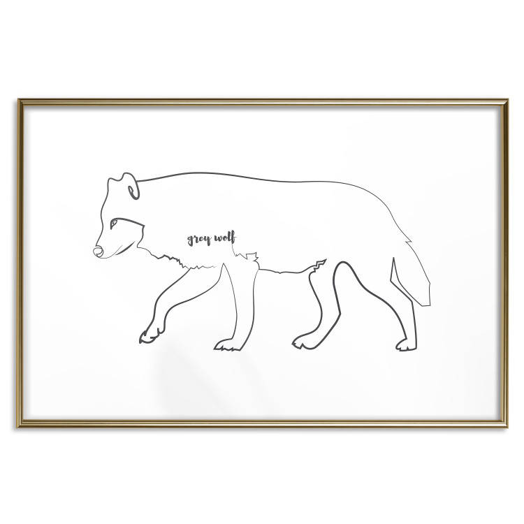 Poster Wolf - black and white minimalist lineart with an animal and text 117539 additionalImage 20