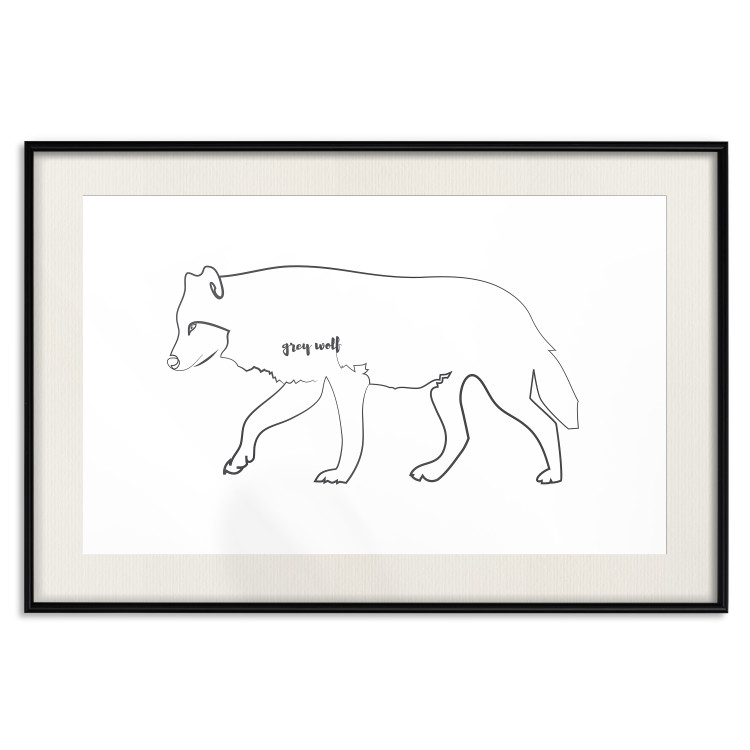Poster Wolf - black and white minimalist lineart with an animal and text 117539 additionalImage 18
