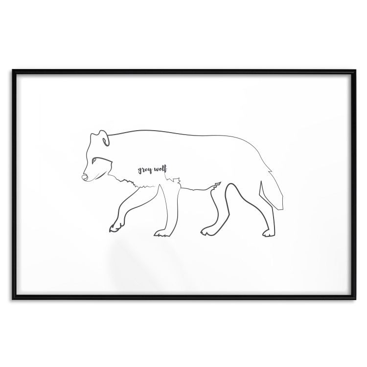 Poster Wolf - black and white minimalist lineart with an animal and text 117539 additionalImage 17