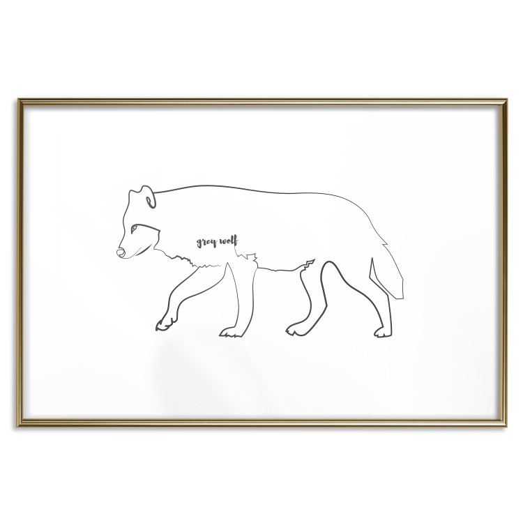 Poster Wolf - black and white minimalist lineart with an animal and text 117539 additionalImage 16