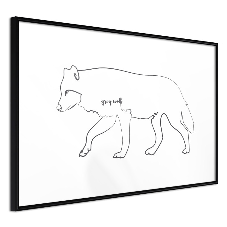 Poster Wolf - black and white minimalist lineart with an animal and text 117539 additionalImage 12