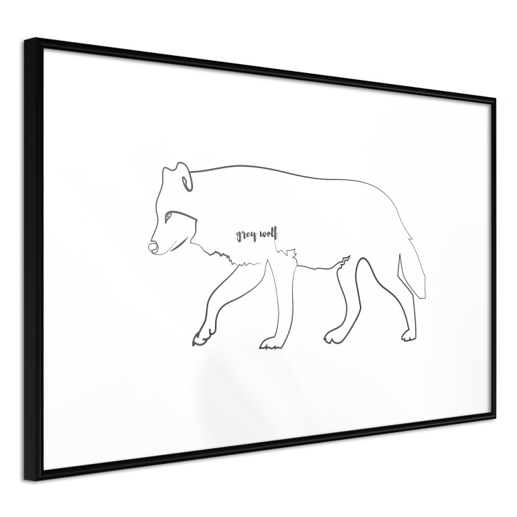 Poster Wolf - black and white minimalist lineart with an animal and text 117539 additionalImage 13