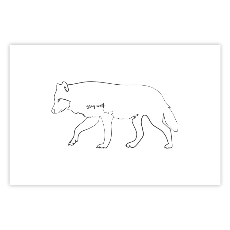Poster Wolf - black and white minimalist lineart with an animal and text 117539 additionalImage 25