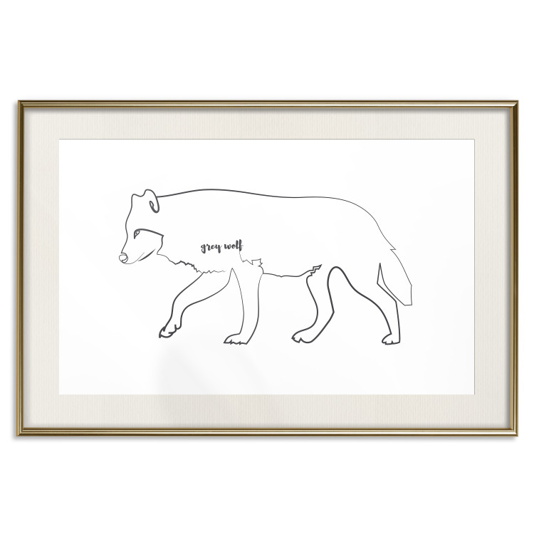 Poster Wolf - black and white minimalist lineart with an animal and text 117539 additionalImage 19
