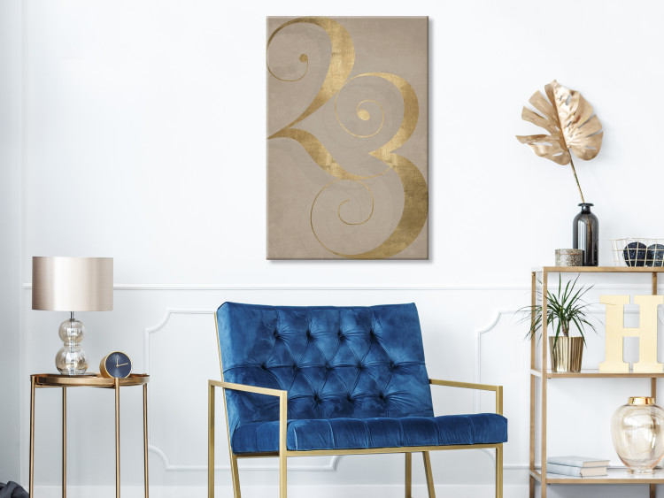 Canvas Art Print 23 - golden number with an abstract finish on a brown background 117839 additionalImage 3