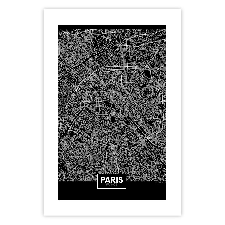 Poster Dark Map of Paris - black and white composition with English inscriptions 118139 additionalImage 19