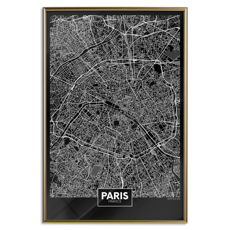 Poster Dark Map of Paris - black and white composition with English inscriptions 118139 additionalImage 16