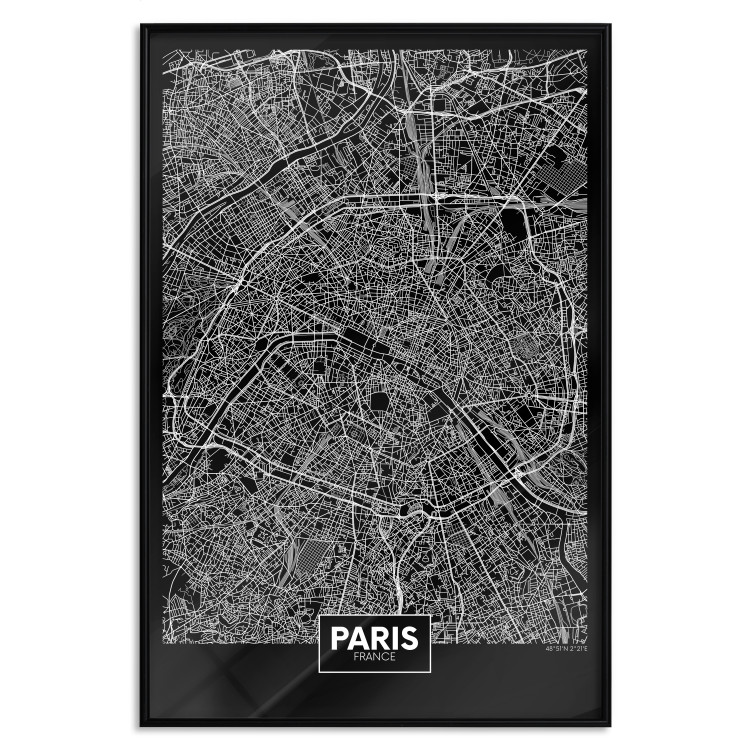 Poster Dark Map of Paris - black and white composition with English inscriptions 118139 additionalImage 18
