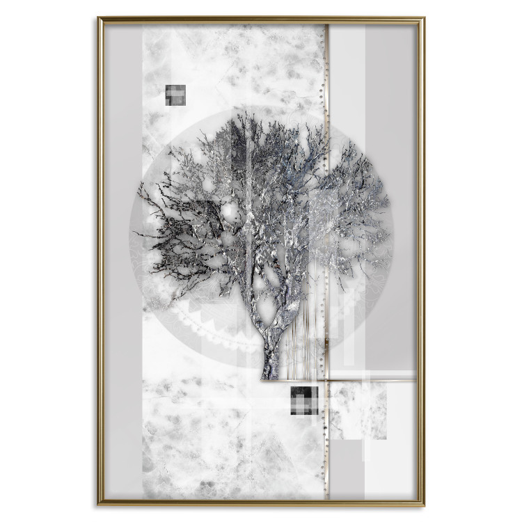 Wall Poster Silver Tree - plant abstraction in shades of gray with figures 118939 additionalImage 16
