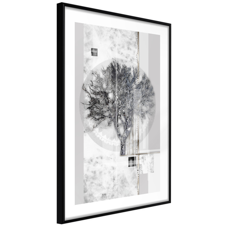 Wall Poster Silver Tree - plant abstraction in shades of gray with figures 118939 additionalImage 11