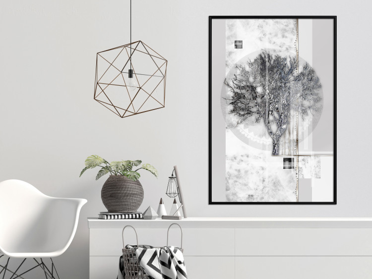 Wall Poster Silver Tree - plant abstraction in shades of gray with figures 118939 additionalImage 3