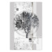 Wall Poster Silver Tree - plant abstraction in shades of gray with figures 118939