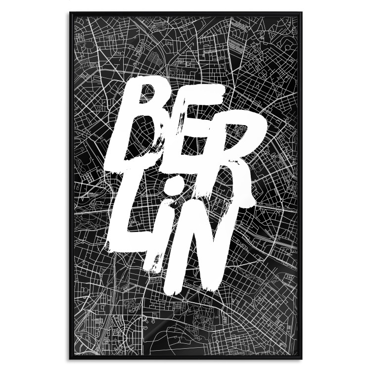 Wall Poster Berlin Negative - black and white composition with a city map and text 119139 additionalImage 24