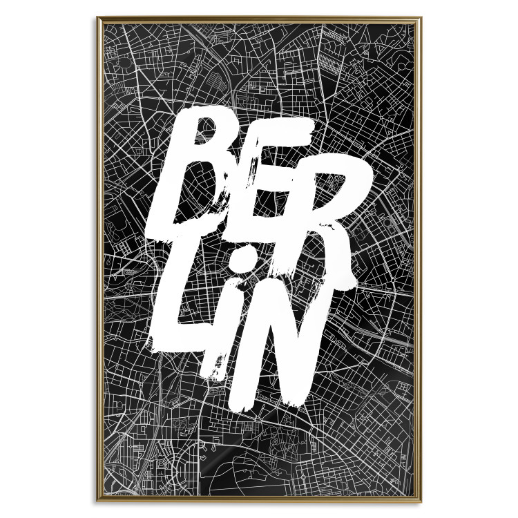 Wall Poster Berlin Negative - black and white composition with a city map and text 119139 additionalImage 20