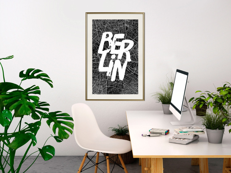 Wall Poster Berlin Negative - black and white composition with a city map and text 119139 additionalImage 21
