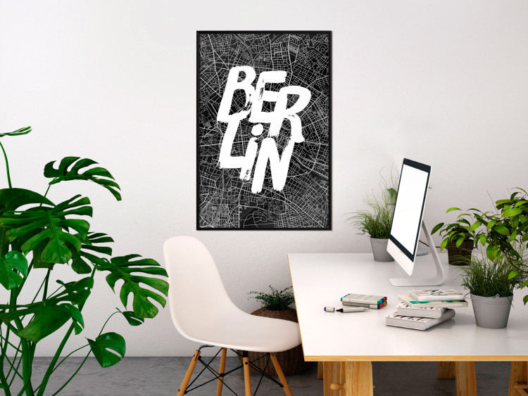 Wall Poster Berlin Negative - black and white composition with a city map and text 119139 additionalImage 5